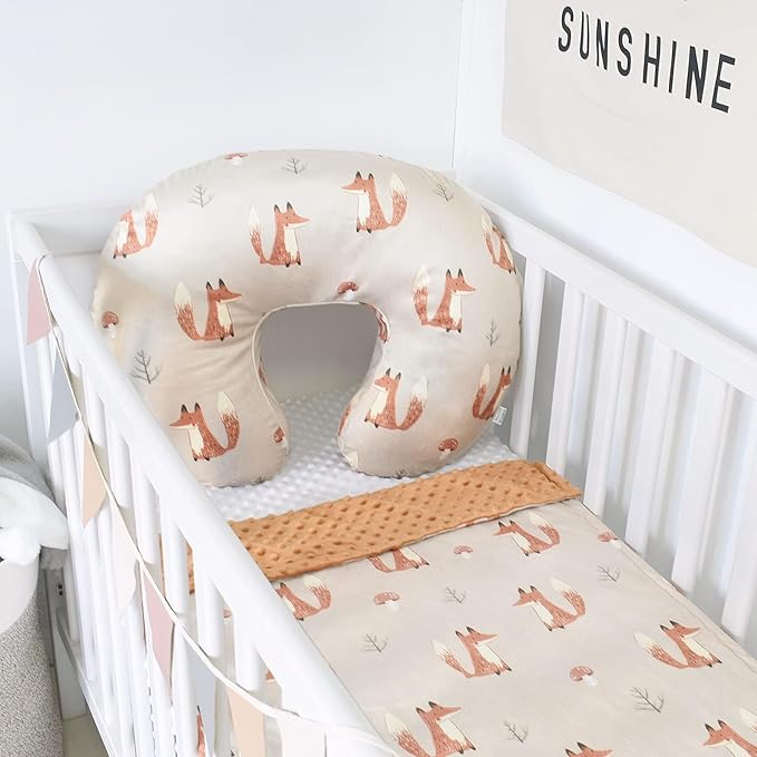 Minky Nursing Pillow Cover Breast Feeding Pillow Cover Slipcover U Shape for Baby Boy Girl,Cover Only(Fox)