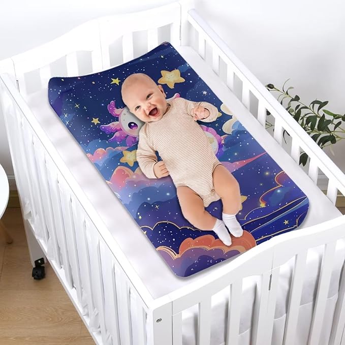 Axolotl Stars Change Pad Covers, Reusable Baby Diaper Change Table Covers Waterproof Baby Changing Pad Cover Machine Washable