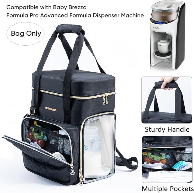 SFYBYHEART Carrying Case Compatible with Baby Brezza Formula Pro Advanced Formula Dispenser Machine Carrying Bag - Baby Formula Mixer Travel Bag with Pockets for Baby Essential, Pumps, Baby Bottles