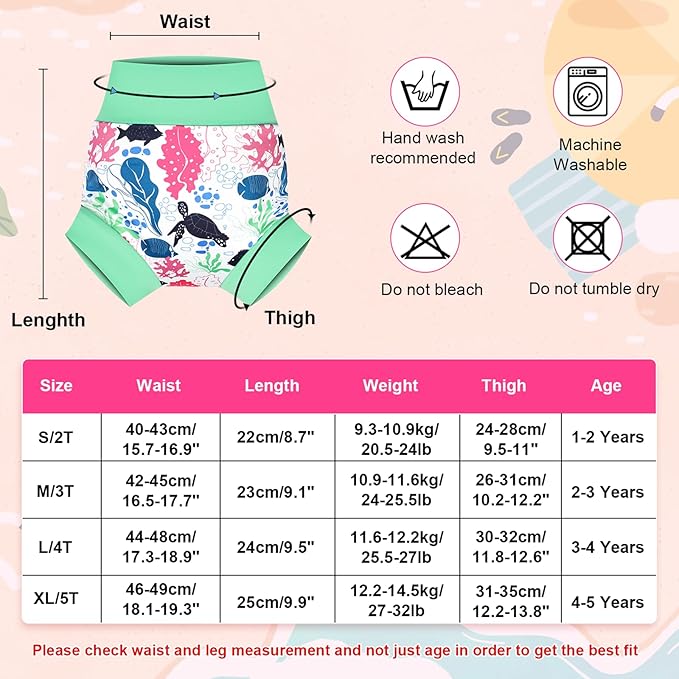 MOEMOE BABY Reusable Swim Diapers, Quick-Dry Swimming Diaper for Boys and Girls, Ideal for Pool, Beach & Swim Lessons XL/5T