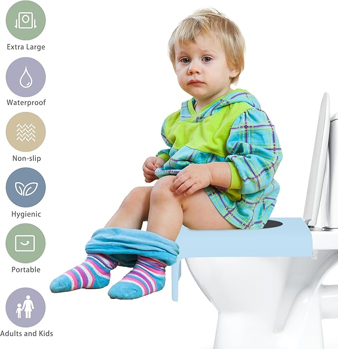 YOUNGTIME Toilet Seat Covers Disposable 30 Pack, Faster use-Sticker Free XL Waterproof Toilet Seat Cover for Adults and Kids Potty Training,Travel Accessories for Public Restrooms,Airplane(Colorful)