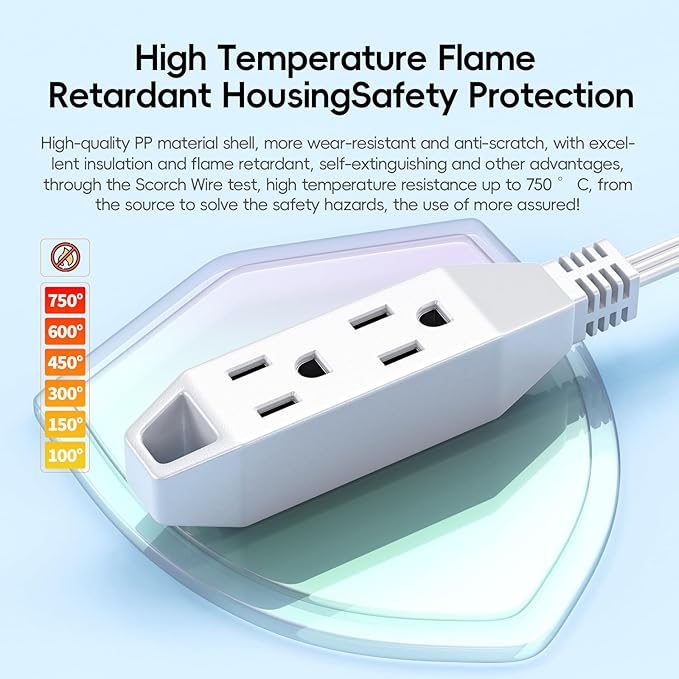 Humpptom Thin Electrical Outlet Cover, Flat Plug Extension Cord, Power Strip, Outlet Covers Baby Proofing, 3 FT and 8 FT…