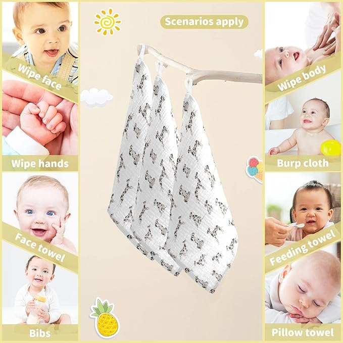 vvfelixl Baby Cotton Washcloths Great Dane Dog Infants Bath Towel for Unisex Face Towels for Newborn, Natural Baby Wipes Delicate Skin, 11.8 X 11.8 inch, one sizex5