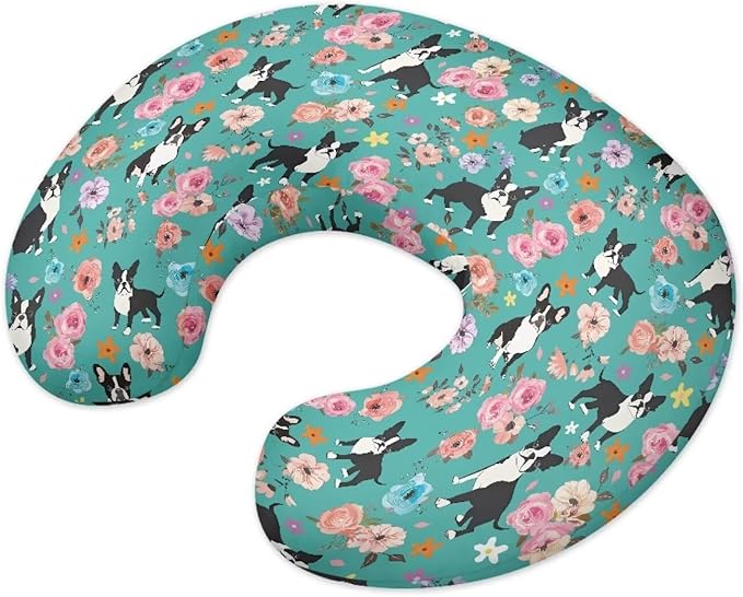Floral Corgi Dog Nursing Pillow Cover for U-Shaped Feeding Pillow Cowhide Breastfeeding Pillow Slipcover Hidden Zipper Design Soft and Skin-Friendly