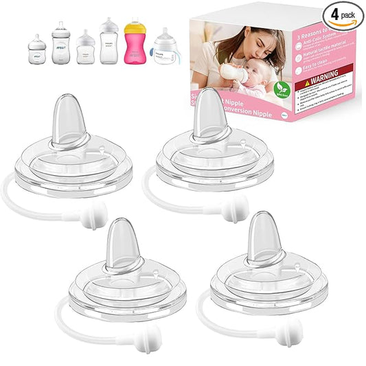 Sippy Nipple Compatible with Philips Avent Natural Baby Bottles,Straw Cup Nipple, Soft 100% Silicone Sippy Cup Nipple,Variable Flow,BPA-Free,6m+ (Sippy Cup Nipple)