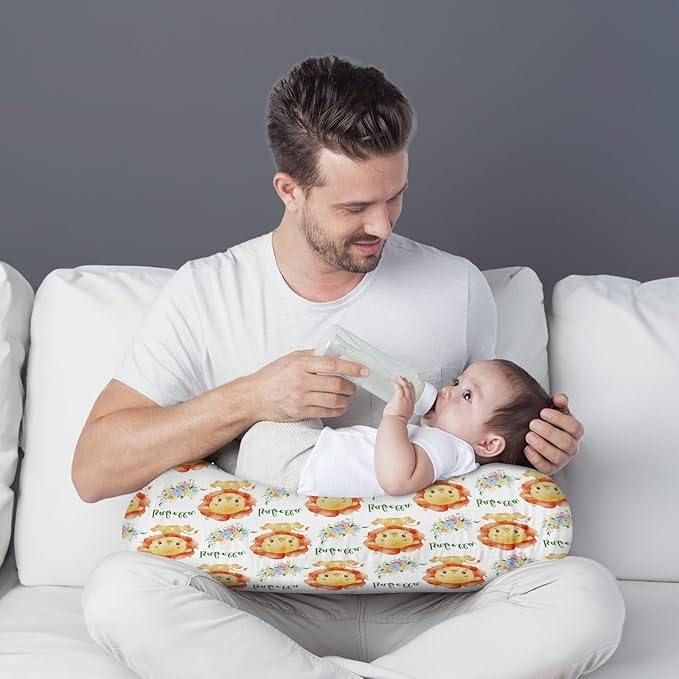 Dyoart Custom Baby Nursing Pillow Cover for Nursing, Lion Theme Removable Nursing Covers for Breastfeeding Pillows, Ultra Soft Comfortable Slipcover for Newborn Baby Boys and Girls
