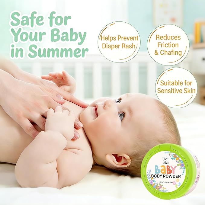 Talc-Free Baby Powder, Natural Cornstarch with Zinc Oxide, Hypoallergenic Formula for Sensitive Skin Chafe & Itch Relief, Help Prevent Diaper Rash, Gentle Care for Delicate Infant Diaper Area, 5oz