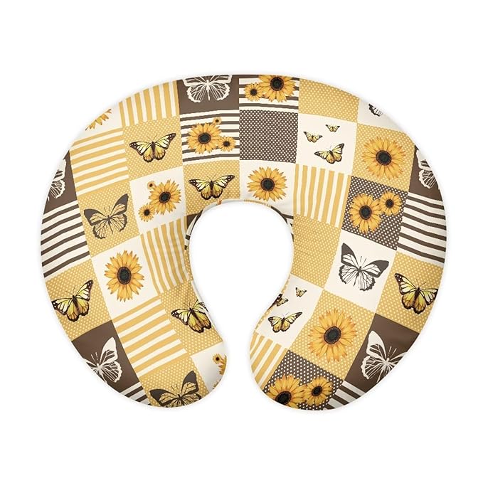 Butterfly Sunflower Nursing Pillow Cover, Fits The Original Support for Breastfeeding, Bottle Feeding, and Bonding Soft Comfortable Slipcover for Baby Girl and Boy