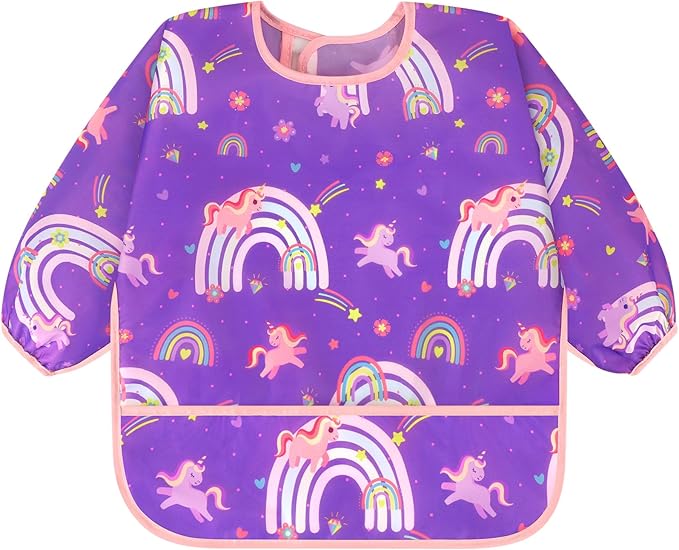 Accmor 3 Pack Long Sleeve Bibs, Baby Smock Waterproof Sleeved Bib Smock for Baby Toddler 6-36 Months