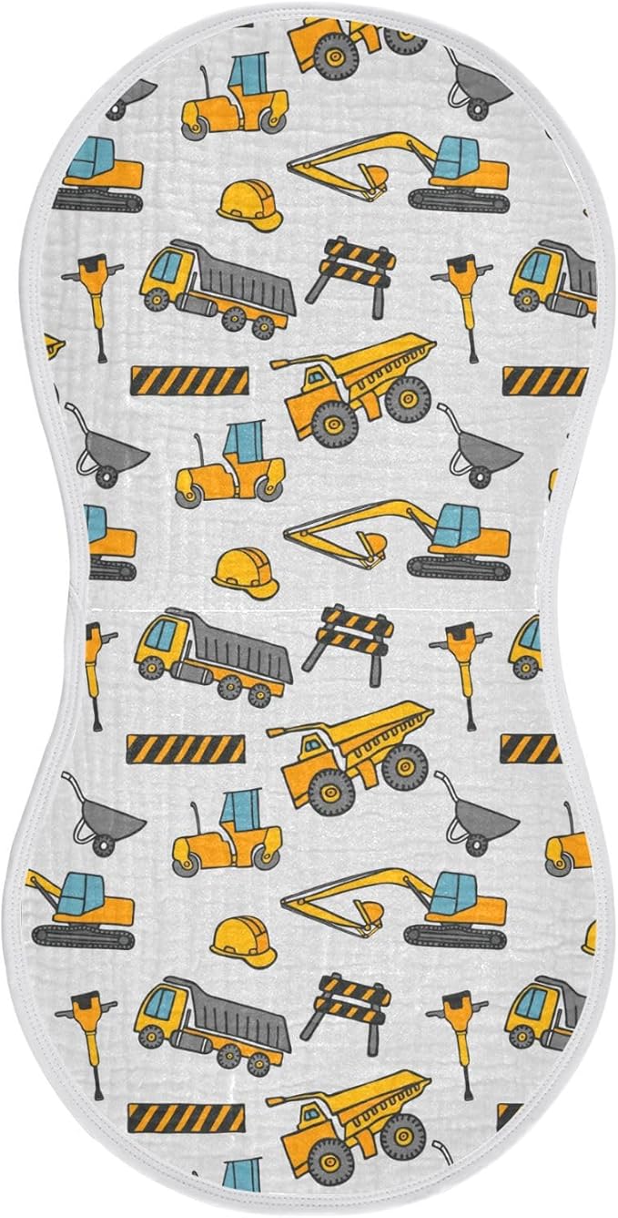 vvfelixl Construction Truck Pattern Burp Cloths for Baby Boy Girls Baby Washcloths Burp Rags 1 Pack