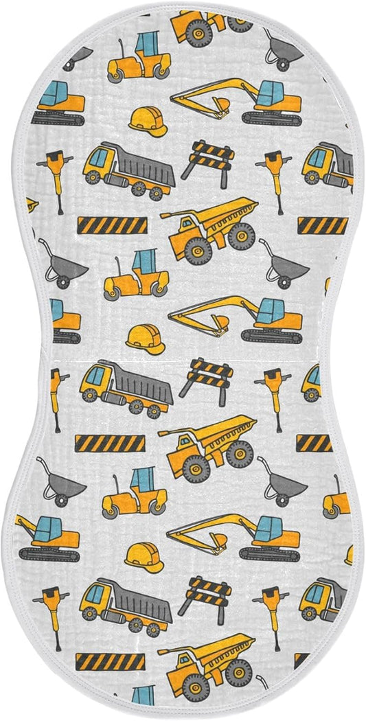 vvfelixl Construction Truck Pattern Burp Cloths for Baby Boy Girls Baby Washcloths Burp Rags 1 Pack