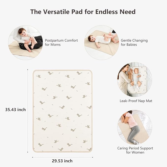 Portable Changing Pad for Baby, Absorbent and Soft Diaper Changing Pad Portable 2 Pack Changing Mat Travel 35 * 29.5 inch, Newborn Shower Gifts - Apricot&Goose