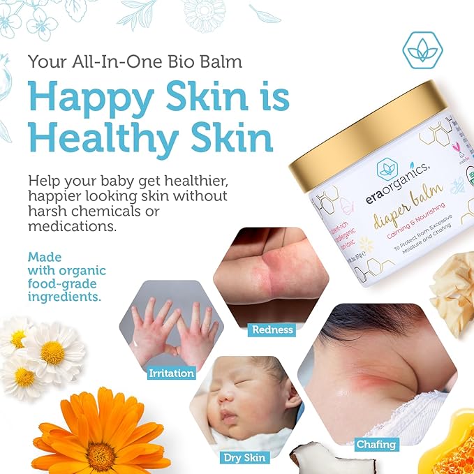 Era Organics Baby Healing Ointment & Diaper Balm – Organic Baby Balm for Eczema, Cradle Cap & Sensitive Skin + Organic Diaper Ointment – Moisturizing Relief for Dry, Irritated Skin (4 oz + 2 oz)