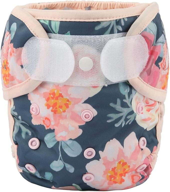 Baby Cloth Diaper Cover Nappy Hook and Loop Double Gusset for Girls (Vintage Bloom) One Size