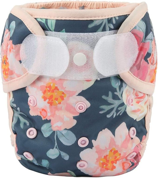 Baby Cloth Diaper Cover Nappy Hook and Loop Double Gusset for Girls (Vintage Bloom) One Size