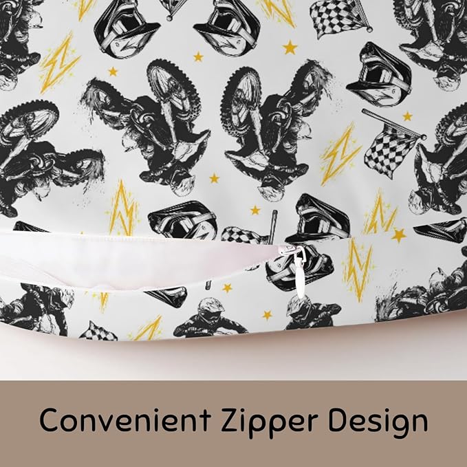 Watercolor Motorcross Bike Helmets Black Nursing Pillow Cover Stretchy and Soft for Baby Girls Boys Race Motor Checkered Flag Nursing Covers for Breastfeeding Pillows for Newborn Infant