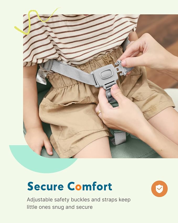 HOMEAL Booster Seat for Dining Table, Adjustable Kids Breathable Booster Seat for Kitchen (Sage)