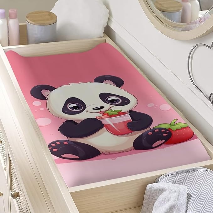 Changing Pad Covers for Boys Girls, Panda Diaper Changing Table Pad Cover Soft Breathable Changing Mat Cover for 32''x16" Cute Birthday Gifts for Baby