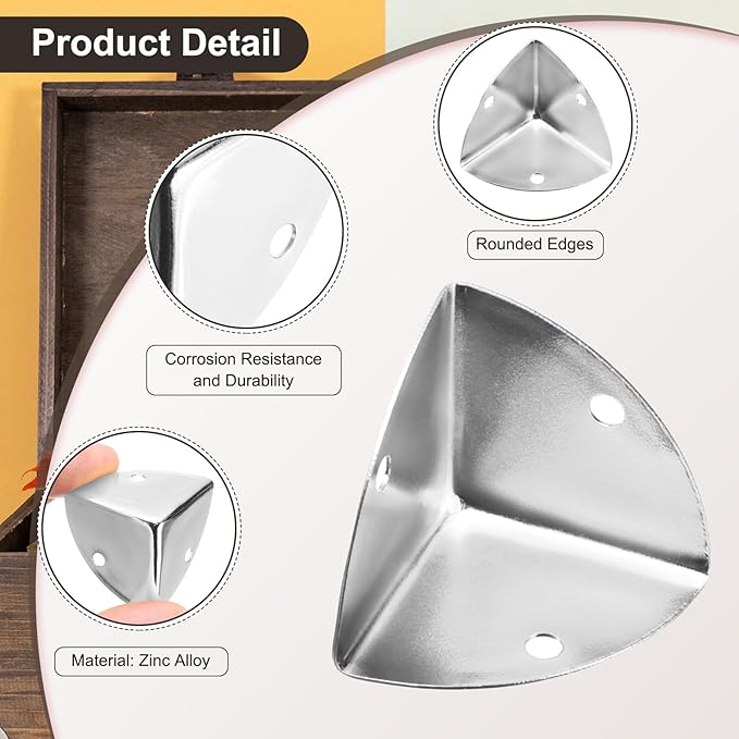 uxcell 8PCS Metal Corner Protector 1.2 x 1.2 x 1.2 Inch Box Edge Guard Protector Zinc Alloy Cabinets Speaker Corners Protector for Furniture Decorative (Silver)