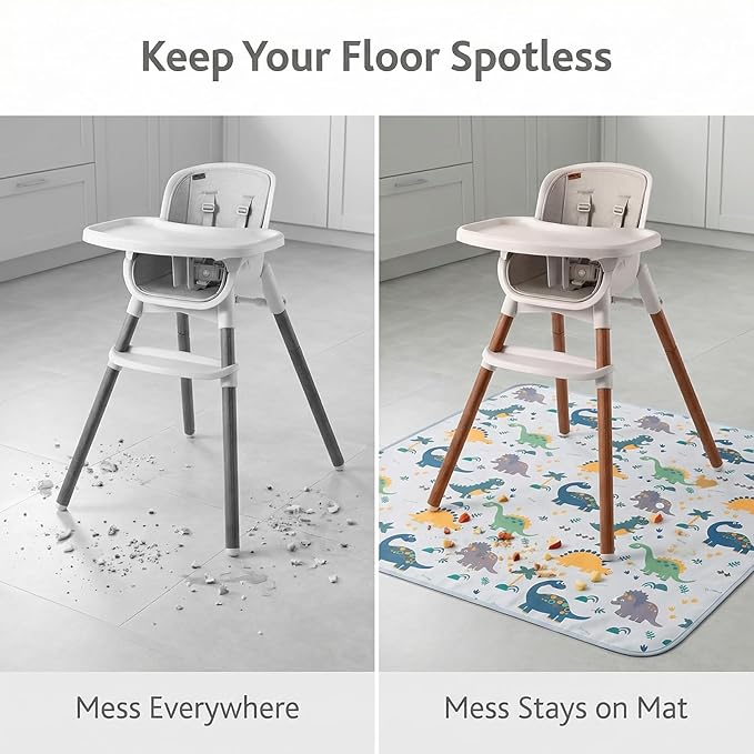 Splat Floor Mat for Under High Chair/Arts/Crafts by CLCROBD, 51" Waterproof Anti-Slip Food Splash Spill Mess Mat, Washable Portable Picnic Mat and Table Cloth
