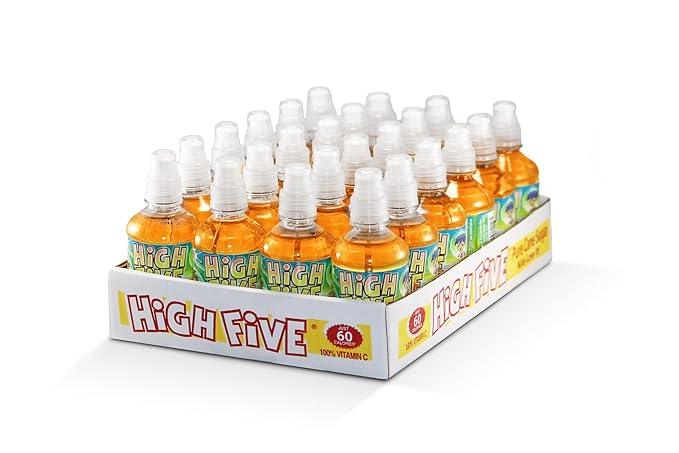 High Five Orange Juice Drink – 10.1 oz Bottles, Naturally Sweetened with Vitamin C, Low-Calorie Fruit Juice Beverages with Spill Proof Sports Cap (Pack of 24)