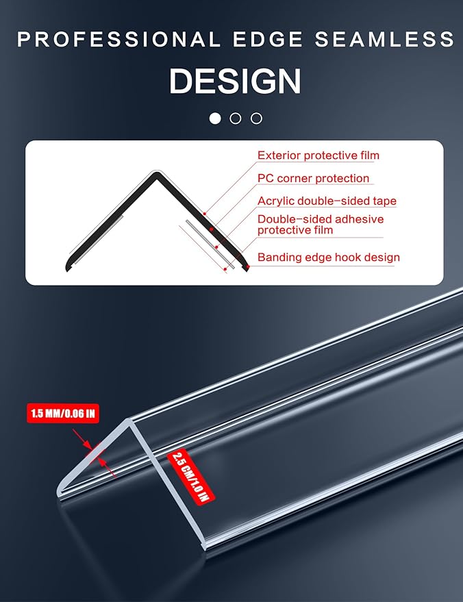 Clear Self-Adhesive Wall Corner Protectors，Corner Guards & Edge Protector for Wall Door Frame Cabinet Baseboard & Door, Table, Stair (24, 36" X 1.0")