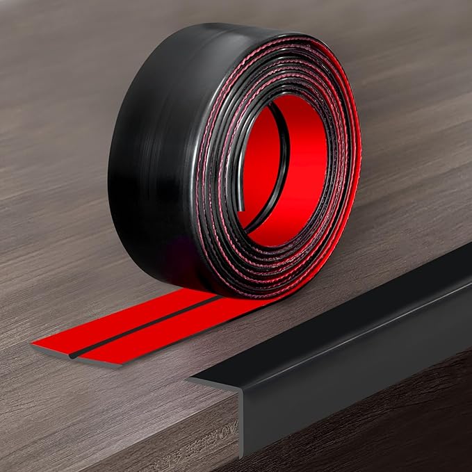 Wall Corner Protector, Peel and Stick Wall Corner Trim, Flexible Rubber Molding Wall Corner Guard, L Shaped Self Adhesive Edge Protector Moulding Trim for Wall Edge Ceiling, Black, 3/4in,10Ft