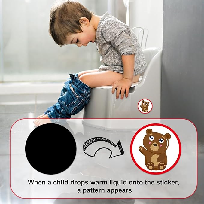 30pcs Potty Training Stickers, 15 Patterns Animal Color Potty You Pee on Toilet Reveal Sticker, Reusable Changing Potty Training Seat Chart Sticker, Funny Potty Sticker for Kids Toddlers