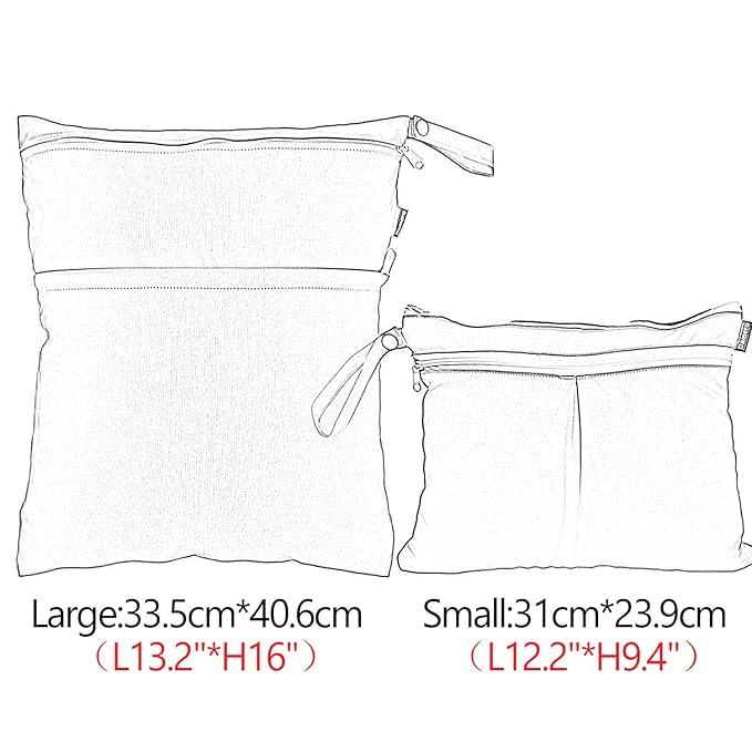 Damero 2Pcs Wet Dry Bag for Cloth Diaper, Swimsuit, Clothes, Ideal for Travel, Exercise, Daycare, Roomy and Water-Resistant(Butterflies and Flowers)
