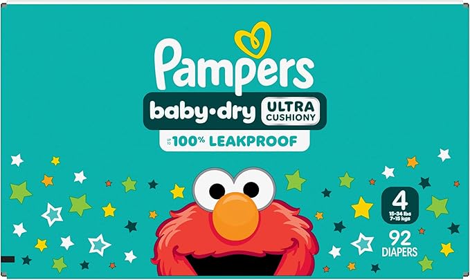 Pampers Diapers - Baby Dry - Size 4, 92 Count, Absorbent Disposable Infant Diaper (Packaging May Vary)