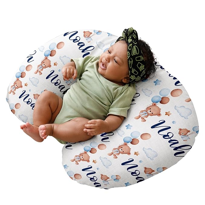 Dyoart Custom Baby Nursing Pillow Cover for Nursing, Bear Theme Removable Nursing Covers for Breastfeeding Pillows, Ultra Soft Comfortable Slipcover for Newborn Baby Boys and Girls
