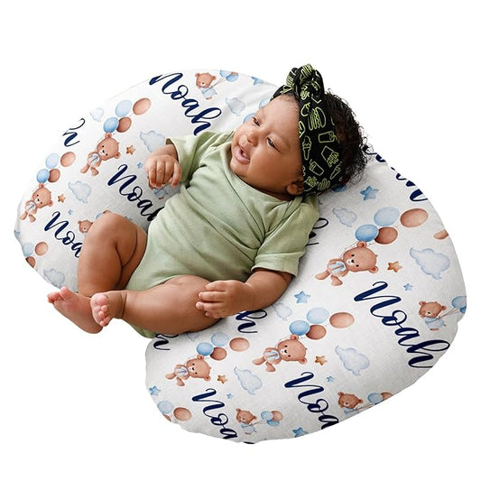 Dyoart Custom Baby Nursing Pillow Cover for Nursing, Bear Theme Removable Nursing Covers for Breastfeeding Pillows, Ultra Soft Comfortable Slipcover for Newborn Baby Boys and Girls