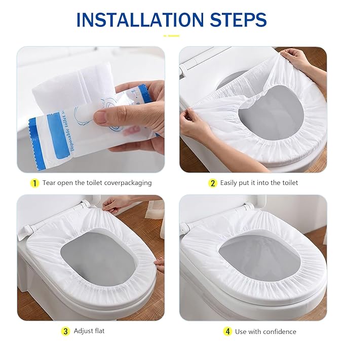20 Pack Disposable Toilet Seat Cover Waterproof Non-Woven Fabric, Disposable Toilet Seat Covers for Travel, Disposable Seat Covers for Outing Hotel Hospital Public Toilet (White+5 Pack Towels)