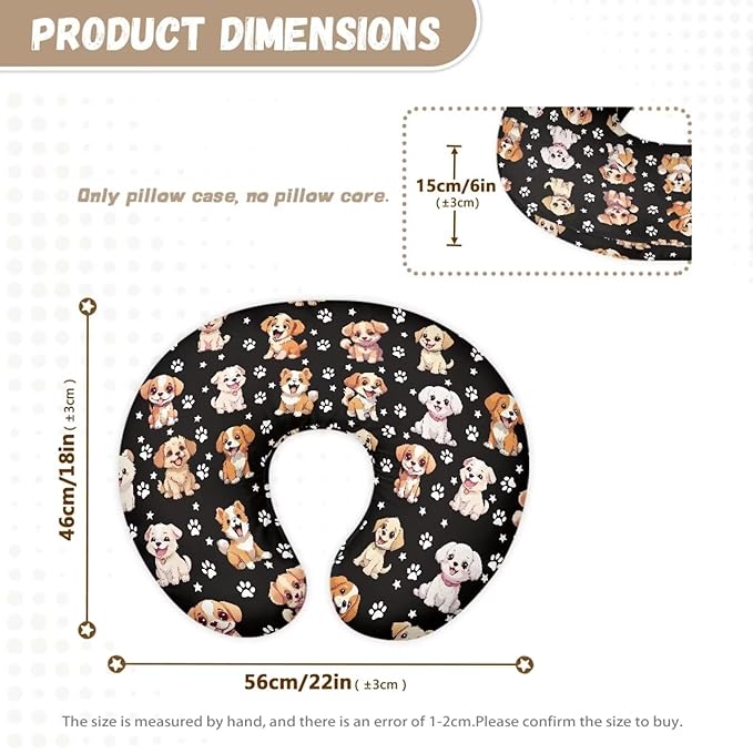 Nursing Pillow Cover with Zipper Covers Cute Dog and Paw Soft Breastfeeding Cover for Nursing Pillow Unisex Nursing Pillow Slipcovers Machine Wash & Quick Dry