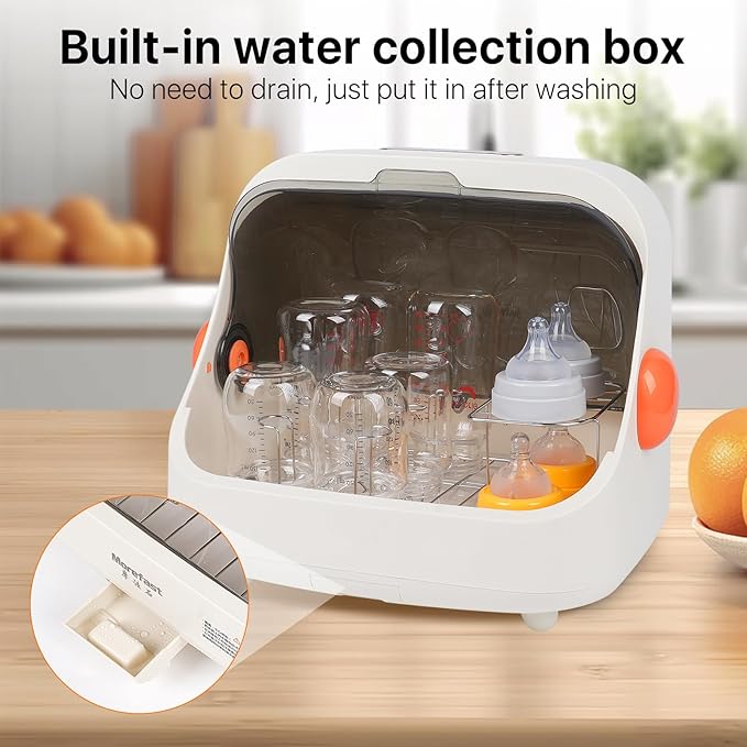 Baby Bottle Drying Rack Storage with 3 Brush, Nursing Bottle Storage Box Organizer with Cover, Portable Kitchen Cabinet Organizer, Durable countertop Dryer (White)