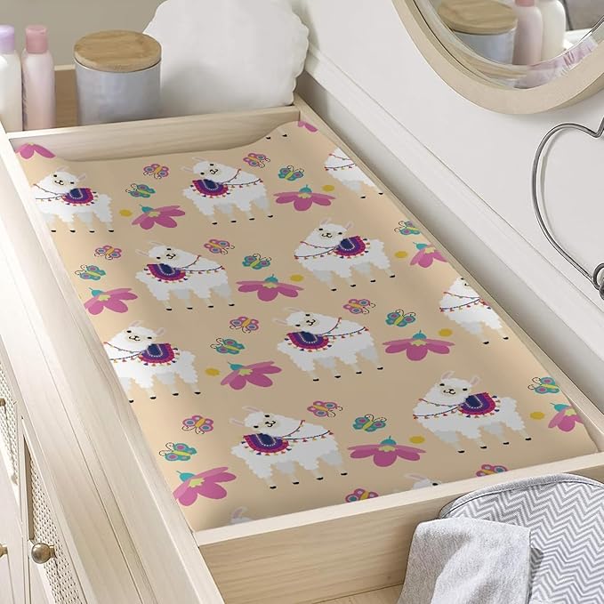 GOSTONG Alpaca Llama Printed Baby Changing Pad Covers for Girls and Boys Comfortable Machine Washable Elastic Diaper Table Cover Baby Home Gifts