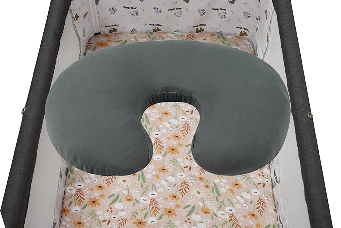 Nursing Pillow Cover Set 3 Pack Nursing Pillow Slipcovers for Moms Breastfeeding Moms, Ultra-Soft Stretchy Fit Standard Nursing Pillows Green/Orange/Floral