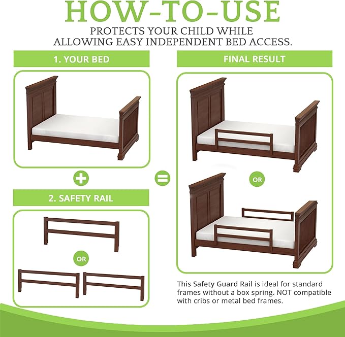 CC KITS Safety Guard Rail for Baby, Kids, and Children - Solid Wood Safety Bed Rail for Toddlers - Easy Installation - Premium Protection for Bunk, Twin, Full, Queen and King Size Beds - (Merlot)