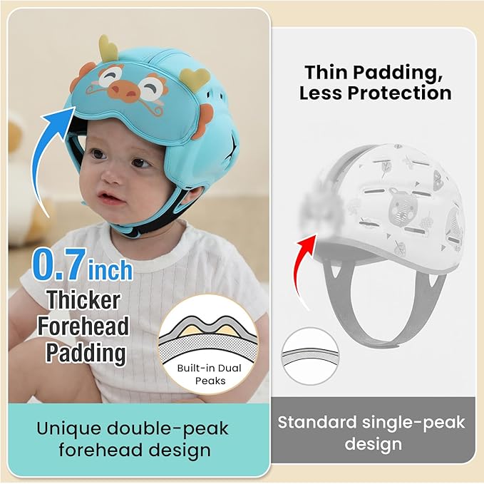 Mambobaby Baby Head Protector Helmet for Crawling and Walking, Breathable Soft Helmet, Ultra-Lightweight & Adjustable, Prevents Bumps Safety Helmet for Infants Toddlers 6-24 Months (Lucky Loong)