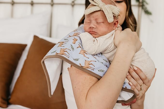 Copper Pearl Baby Burp Cloth Large 21''x10'' Size Premium Absorbent Triple Layer 3-Pack Gift Set Doe