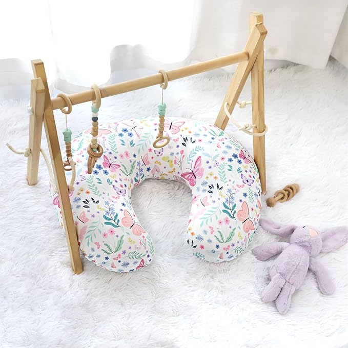 Nursing Pillow Cover, Ultra Soft Breastfeeding Pillow Covers for Newborn Baby Boys and Girls, Easy Removal and Machine Washable Slipcover, Pillowcase Only (Butterfly)
