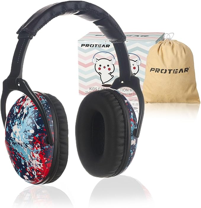 Kids Hearing Protection,25dB NRR Noise Reduction,Sound Proof for Kids,Toddler,Safety Earmuffs for Concert,Airplane,Autism,Monster Jam,Travel,School- Black RedPigment