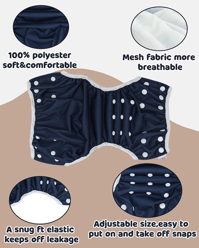 ALVABABY Large Cloth Swim Diaper 3pcs Baby/Toddler/Infant Snap Reusable Adjustable Swimming Diaper Baby Boy and Girl 3ZSWY73A