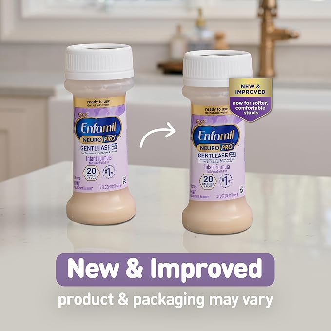 Enfamil NeuroPro Gentlease Ready-to-Feed with Smaller Proteins for Easy Digestion,Brain Supporting DHA, HuMO6* Blend, Baby Formula for easing Fussiness, Gas, Spit-up in 24hrs, 2 Fl Oz (6 ct), 4 Pack