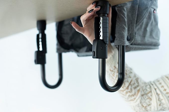 guzzie+Guss Perch Clip-On Table Chair – Easy Setup for Travel (Restaurants, Picnics), at Home (Kitchen Islands, Dining Tables) - Secure & Portable Seating, Machine Washable Fabric - Charcoal