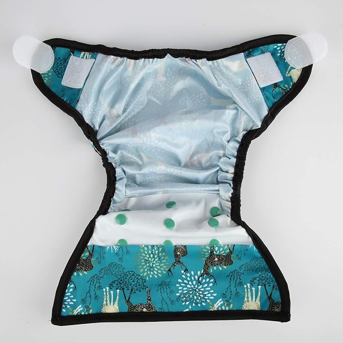 Baby Cloth Diaper Cover Nappy Hook and Loop Double Gusset 6.6lbs to 33lbs (Regal Deers) One Size