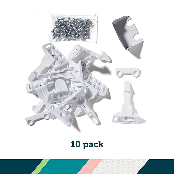 Safety 1st Spring-Loaded Cabinet & Drawer Latch, 10 Pack, White