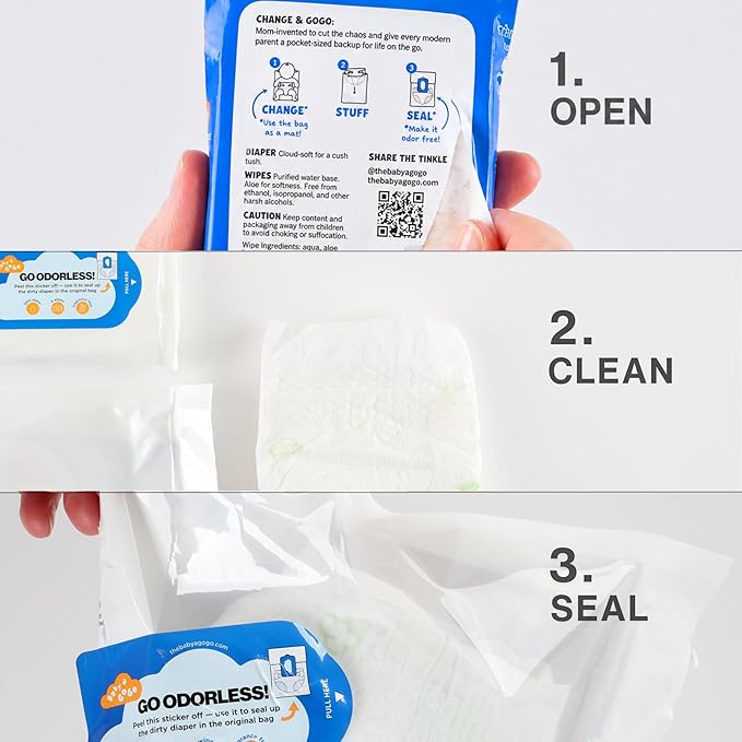 Pocket-Sized Travel Diaper Kit (Size 4, 22–37 lbs) – 10-Kit Value Pack | 1 Diaper, 5 Wipes & Odor-Lock Disposal Bag | Baby Travel Essentials for Airport & On-the-Go