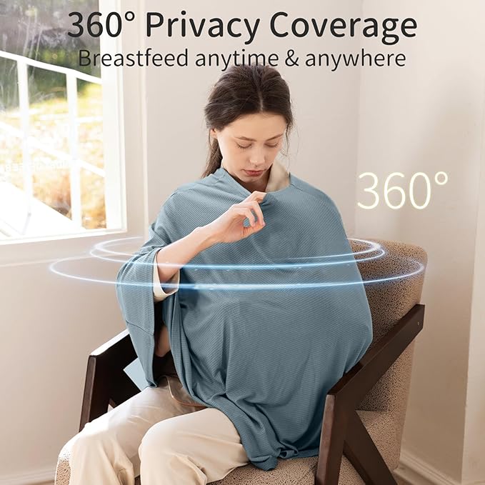 BubblePanda Rayon Made from Bamboo Nursing Cover for Baby Breastfeeding,360° Full Privacy Soft & Breathable Breastfeeding Covers Up for Women,Machine Washable Nursing Shawl,Stretchy Carseat Cover