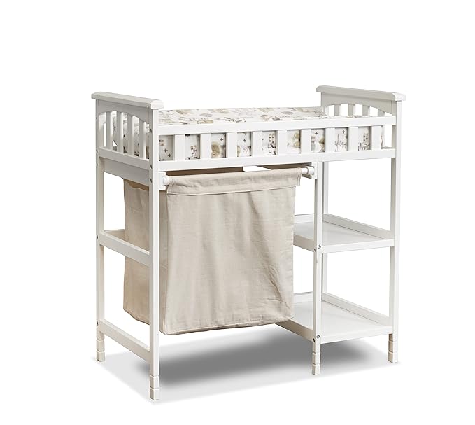 Sorelle Palisades 3-Piece Nursery Set - 4-in-1 Convertible Crib, 4-Drawer Dresser, Changing Table with Hamper - Non-Toxic Wood Finish - White